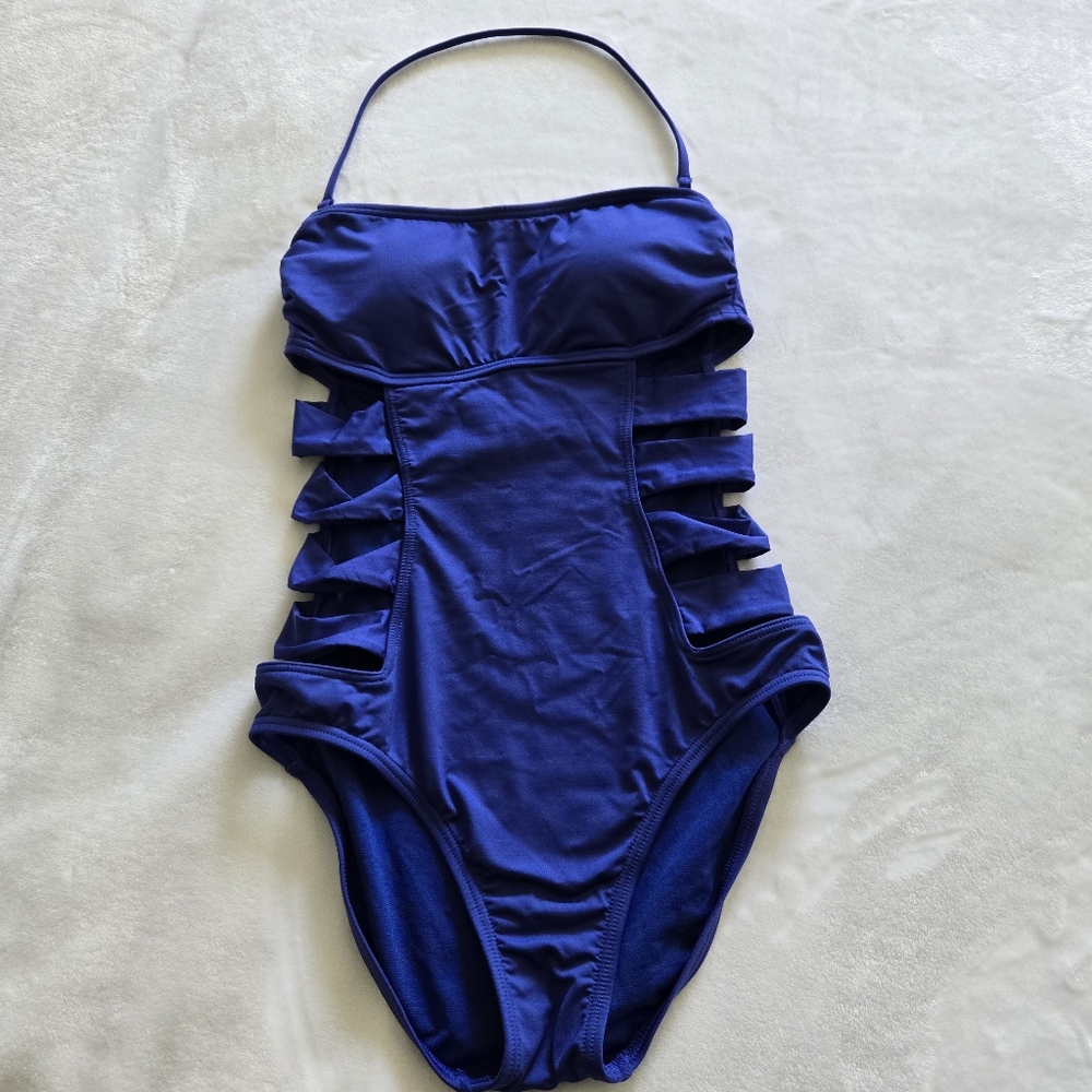 Kenneth Cole Swim Suit Small One Piece‎ Women's Blue Sexy Cutout Beach Pool - Picture 11 of 11